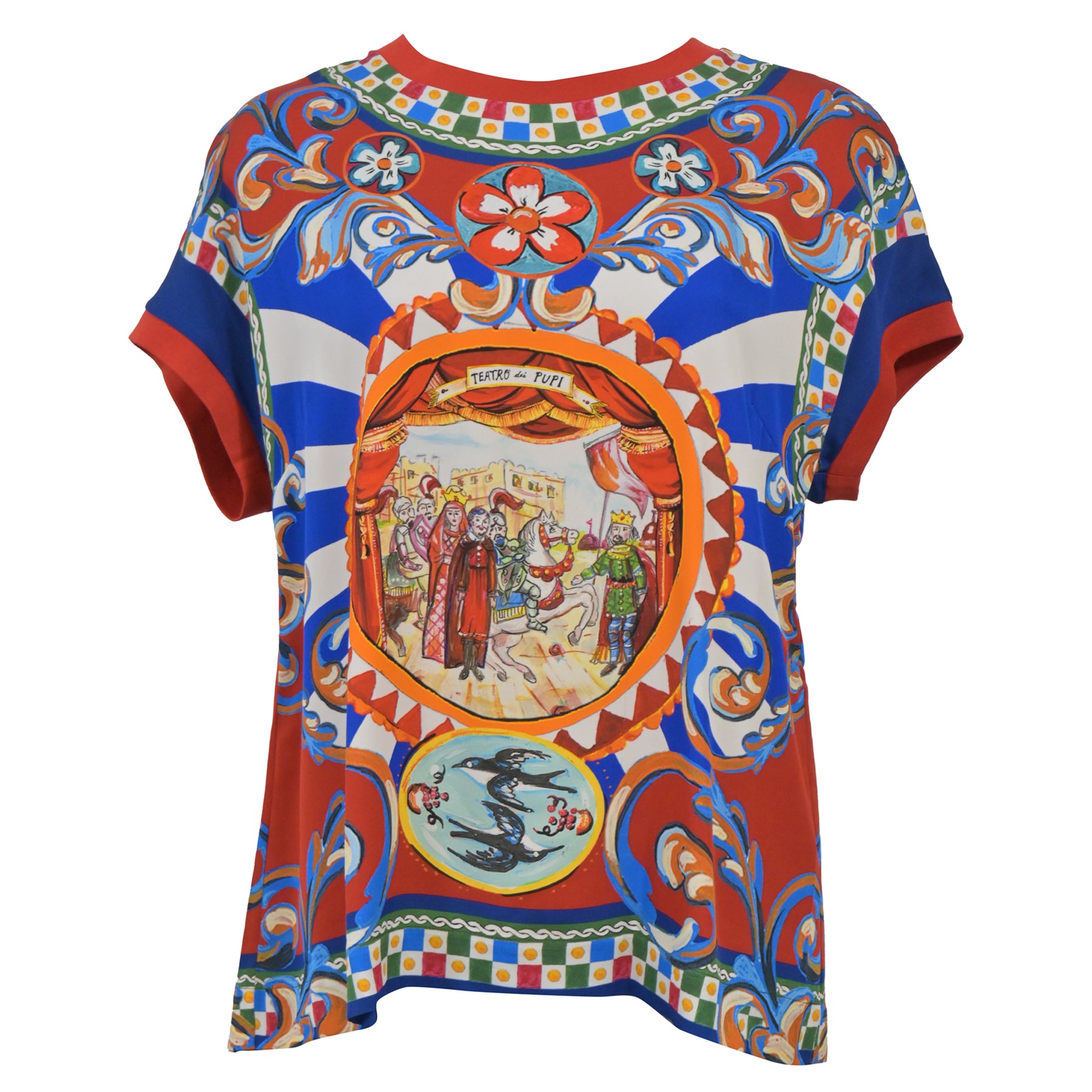 Dolce & Gabbana Printed T-Shirt in Multicolor Silk 7802221199420