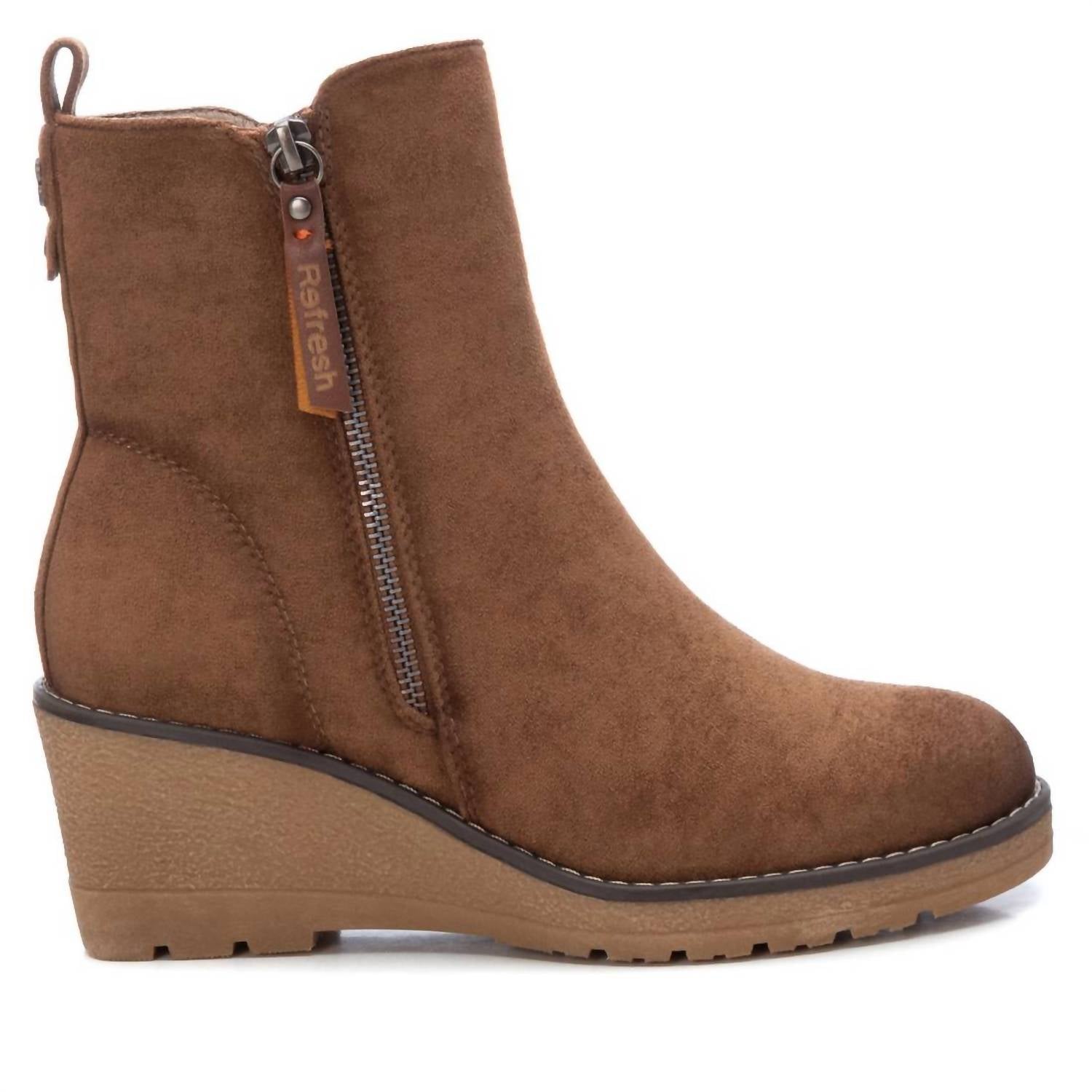 Women's Suede Booties In Camel 7660453429308