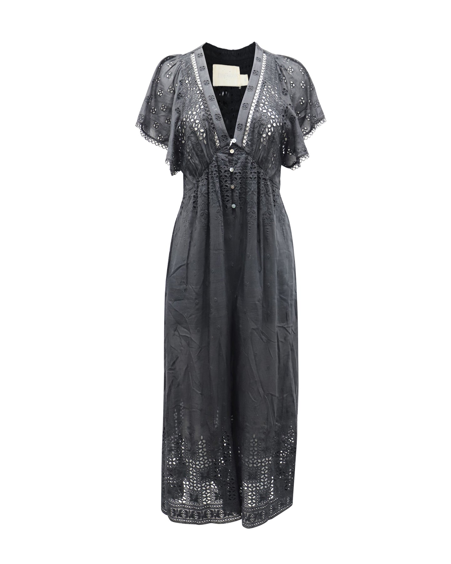 Zimmermann Harlequin Broderie-Anglaise V-neck Jumpsuit in Black Cotton 7771828617276