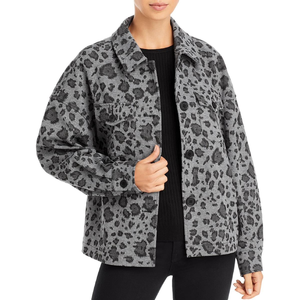Animal Print Collared Shirt Jacket