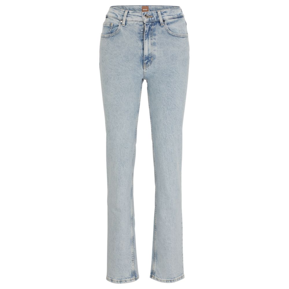 High-waisted jeans in blue denim with utilitarian details