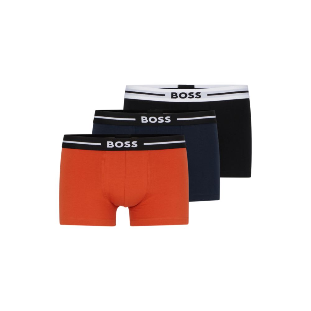 Three-pack of stretch-cotton trunks with logo waistbands 7208008024124