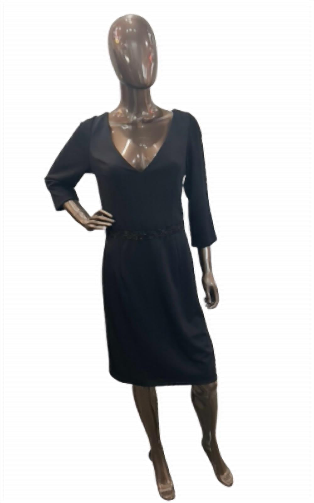 Beaded Waist Dress In Black 7744991232060