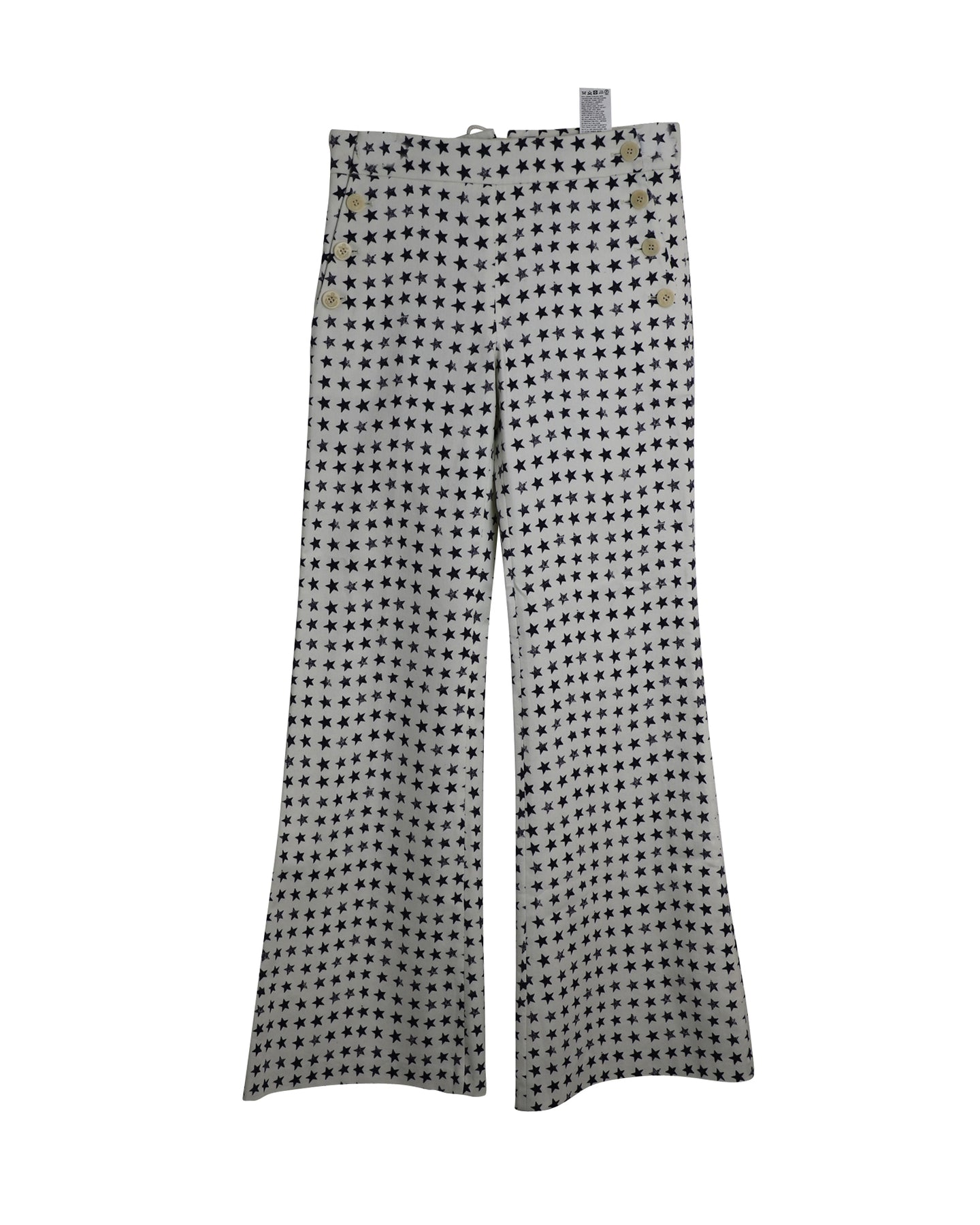 Max Mara Zirlo Star Print Flared Pants in White Cotton 7802209697852