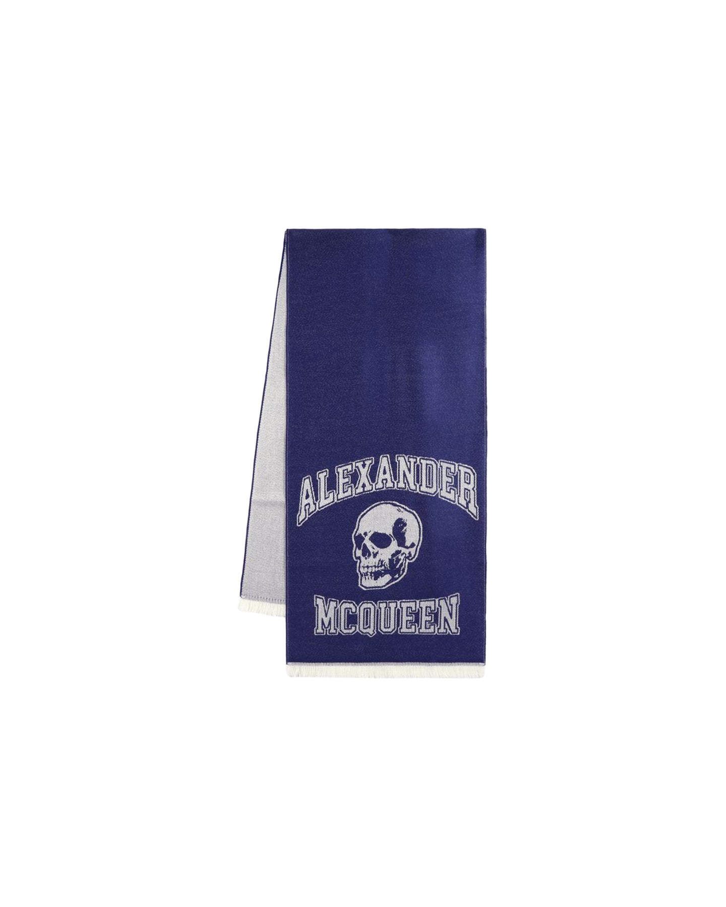 Varsity Skull Logo Scarf - Alexander McQueen - Wool - Blue