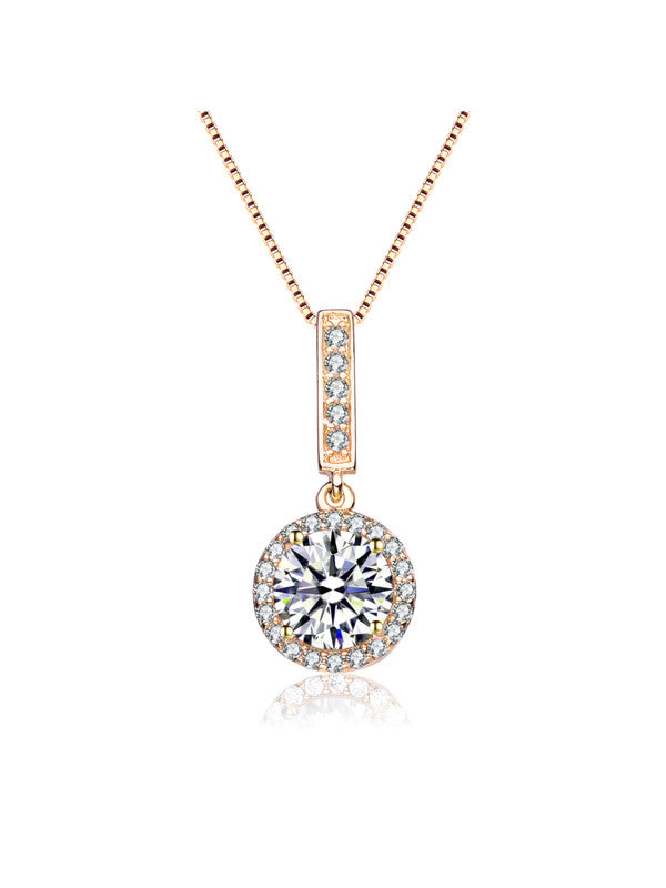 Clear Cubic Zirconia Solitaire Necklace