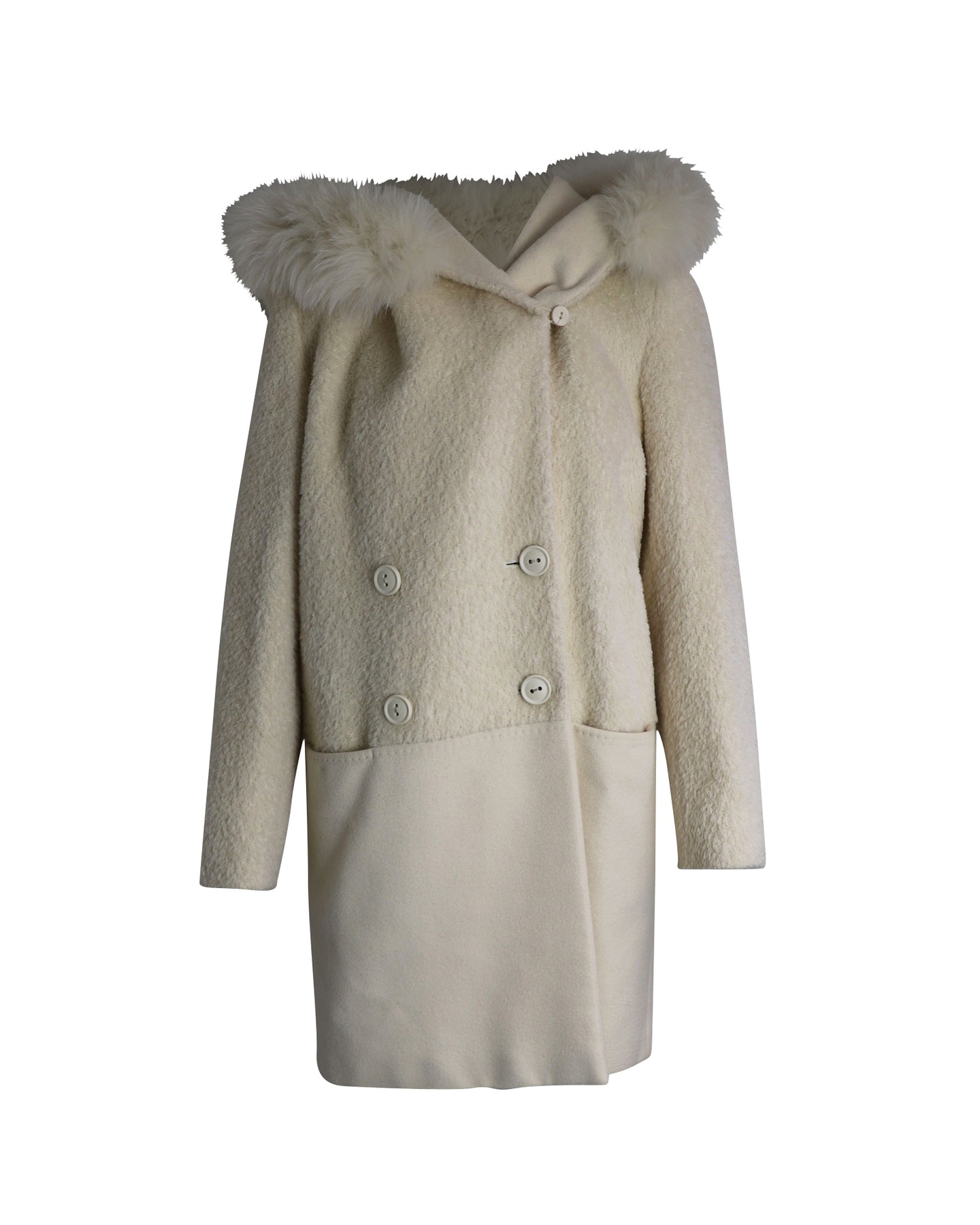 Max Mara Vicky Double-Breasted Coat in White Alpaca Blend 7802209501244