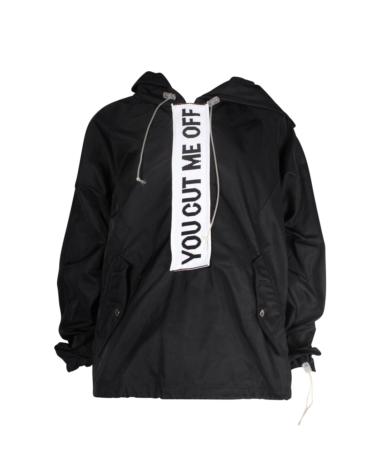 Off-White Anorak 'You Cut Me Off' Hooded Jacket in Black Nylon 7826345590844