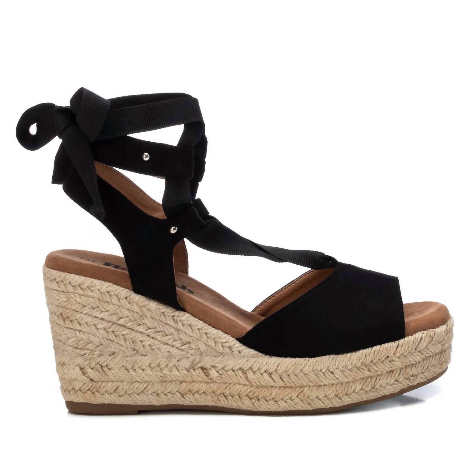 Women's Jute Wedge Sandals In Black 7660609110076
