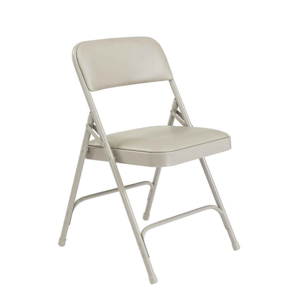 NPS 1200 Series Premium Vinyl Upholstered Double Hinge Folding Chair, Warm Grey (Pack of 4)