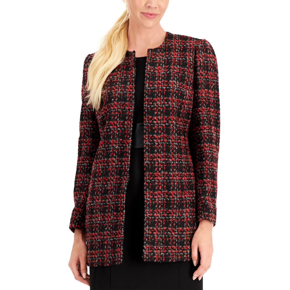 Tweed Metallic Open-Front Blazer