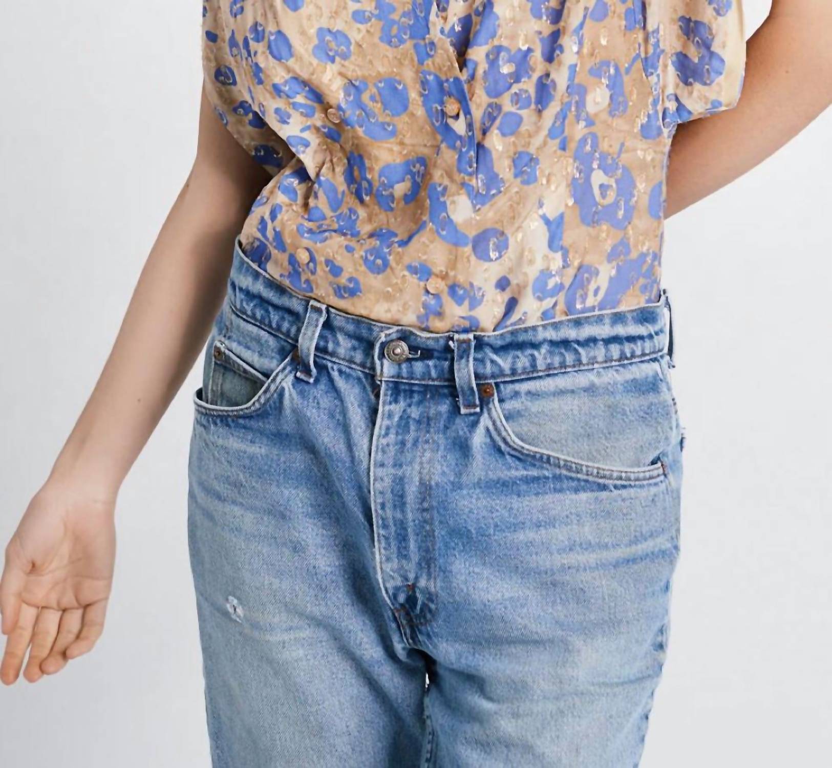 Yoda Blouse In Metallic Lavender Leopard