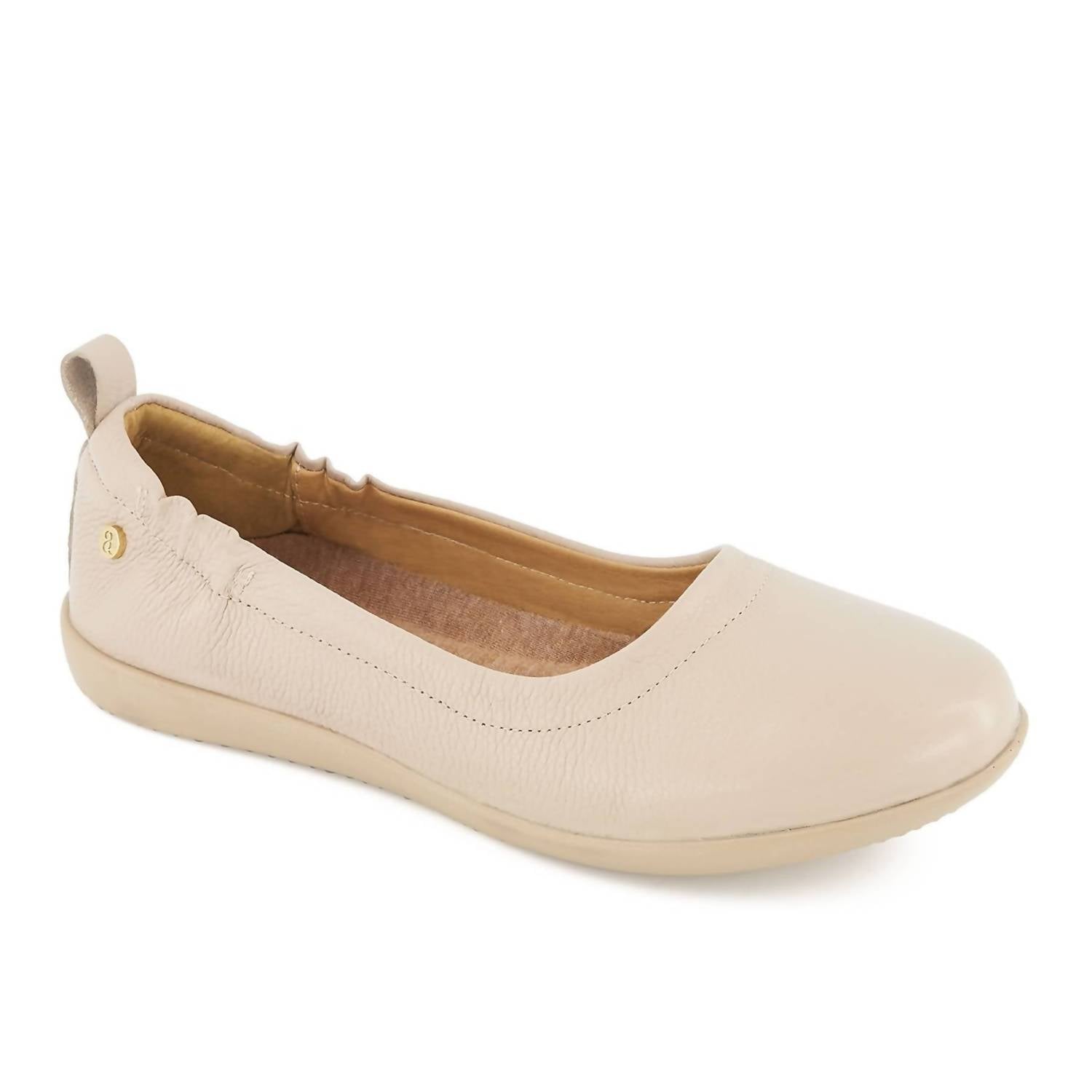 Women's Luxury Comfort Leather Ballerina Shoes In Beige 7800776491068