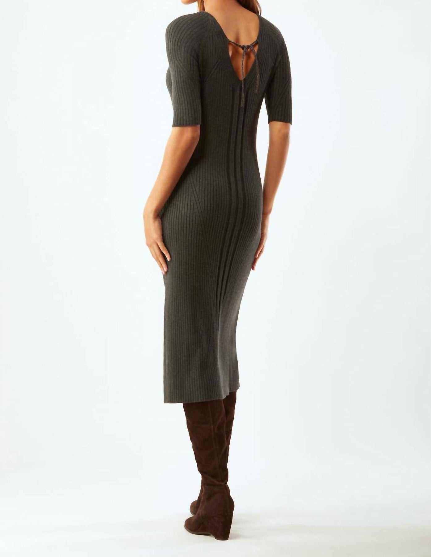 Travelling Rib Dress In Grey
