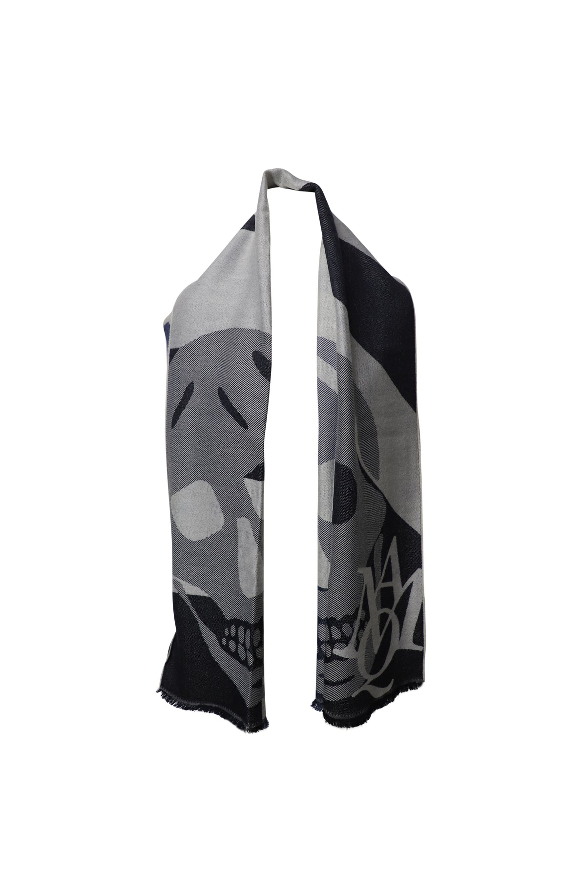 Alexander McQueen Skull Scarf in Grey Wool