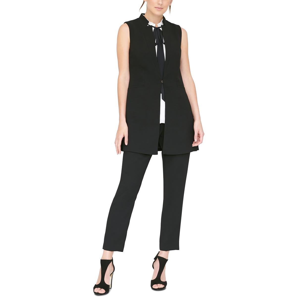 Lapel Vest Vest Ribbed Trim Pullover Top