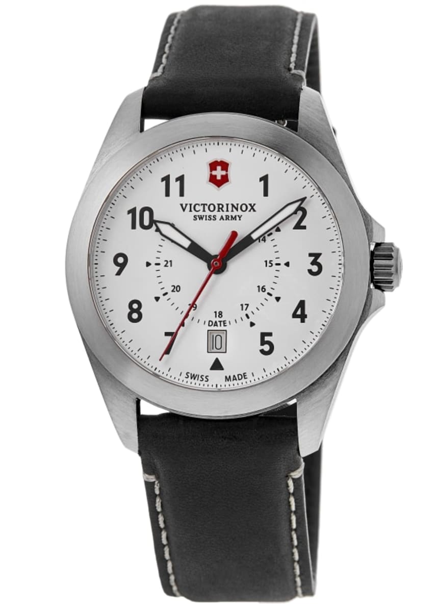 Victorinox Swiss Army Heritage Quartz White Dial Black Leather Strap Men's Watch 241965