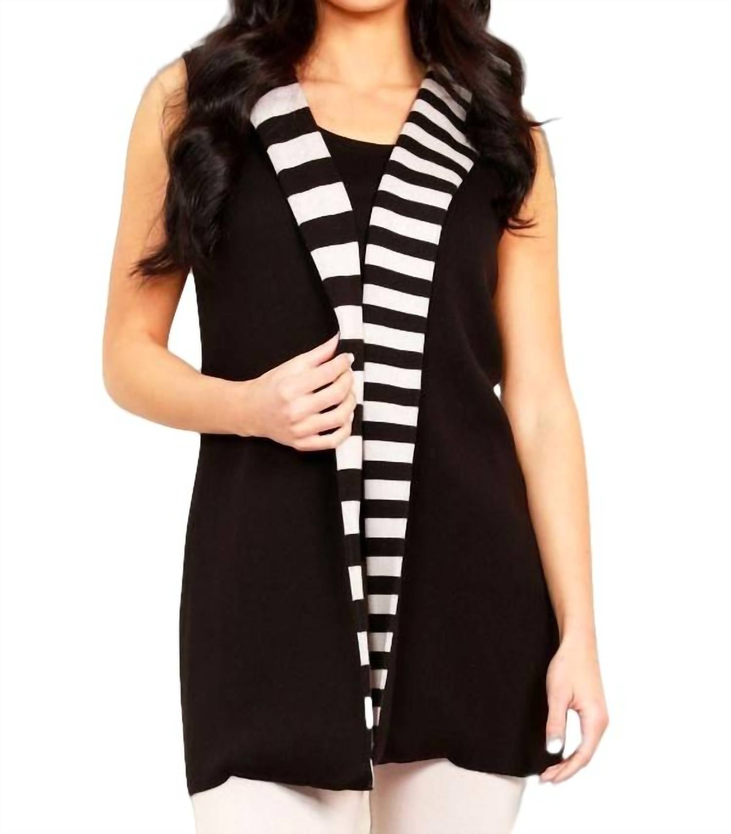 Stripe Vest In Black/stone