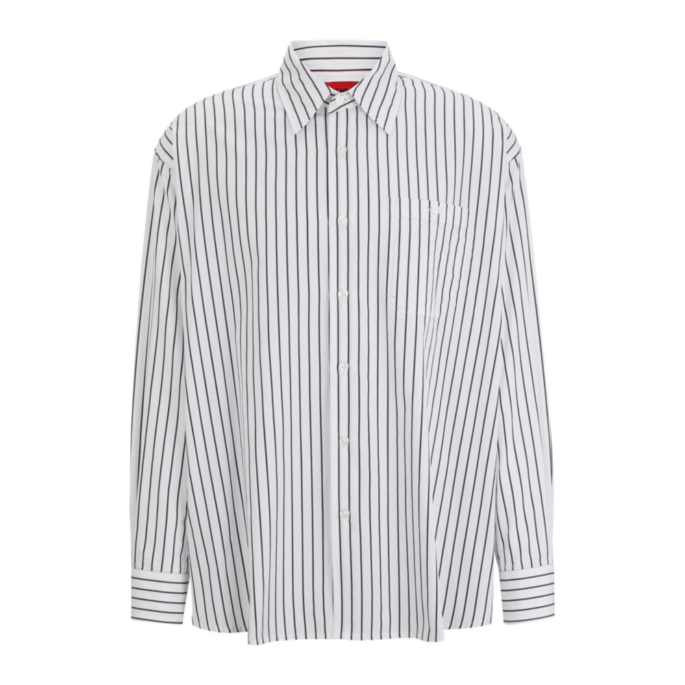 Oversize-fit shirt in striped cotton poplin