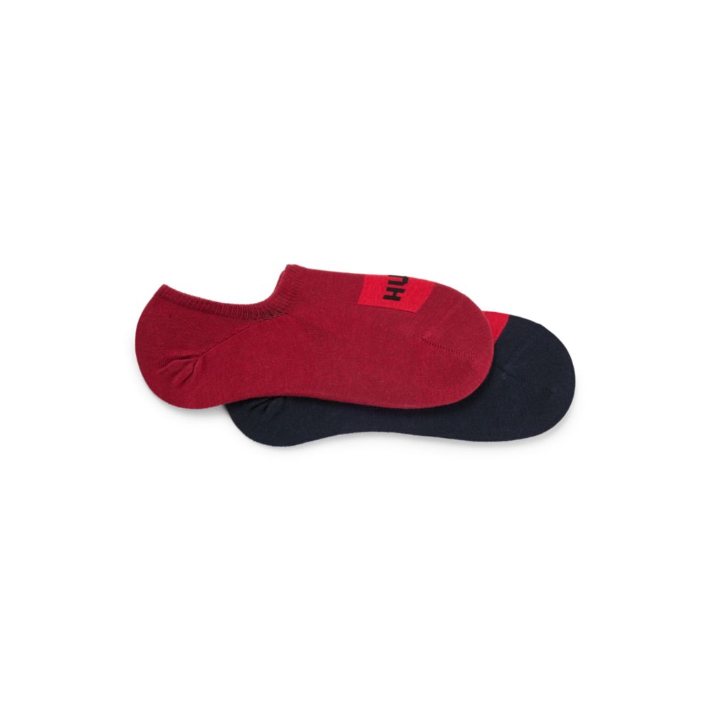 Two-pack of invisible socks with woven logo patch