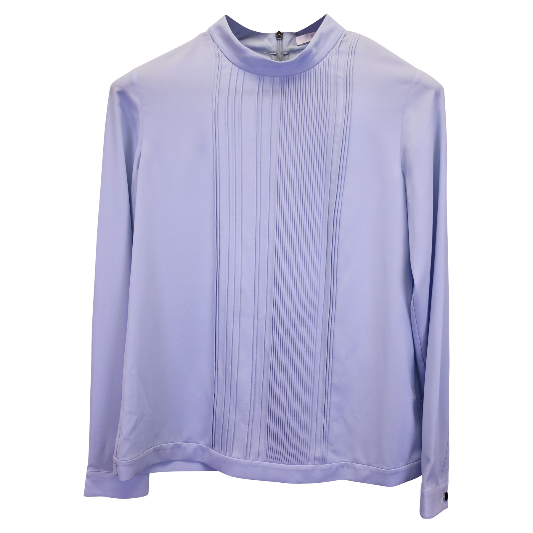 Boss Pleated Mock-Neck Top in Blue Polyester 7744741703740