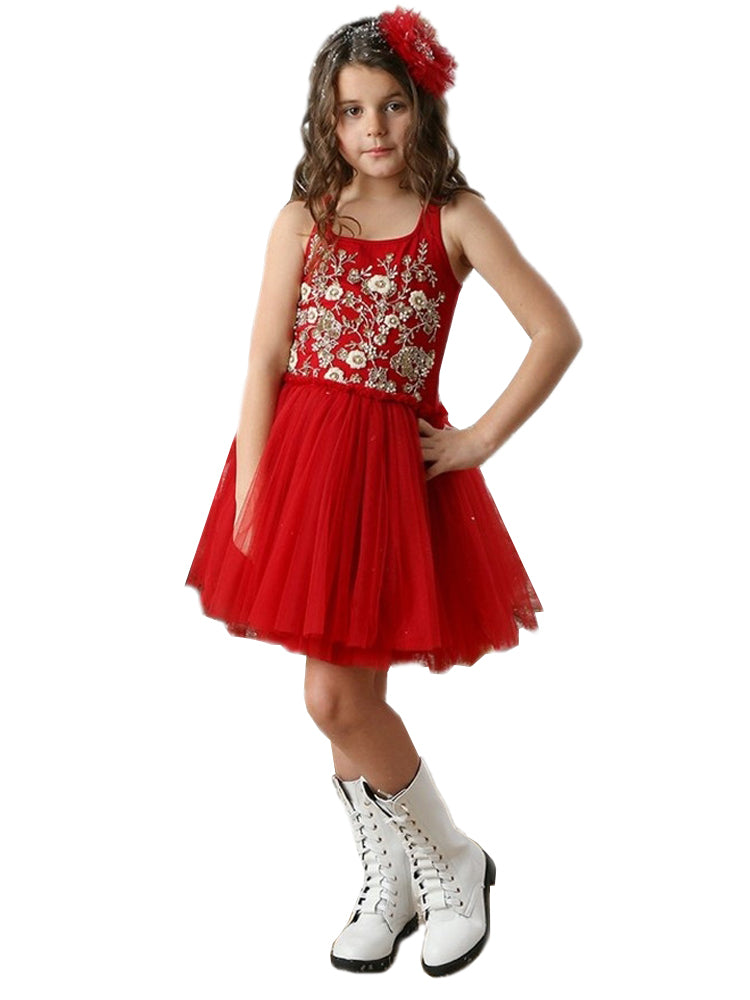 Girls Ruby Annalyse Embroidered Tutu Skirt Dress, 12M-14