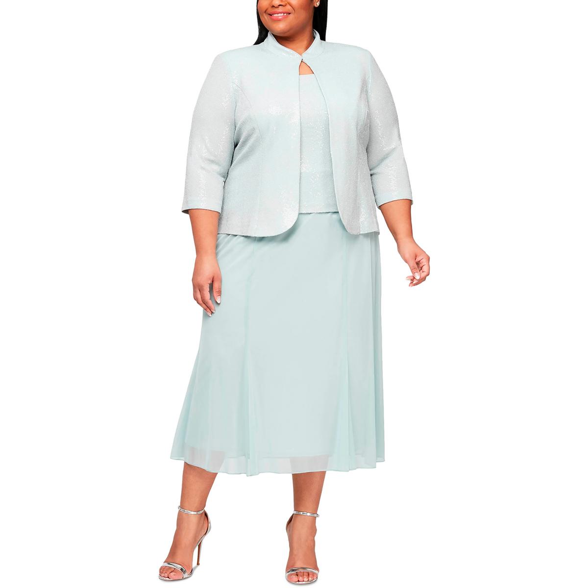 Plus Metallic Sequined Two Piece Dress