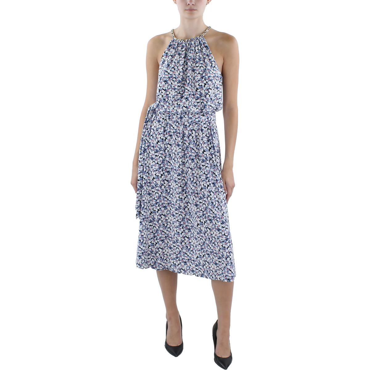 Floral Print Jersey Halter Dress