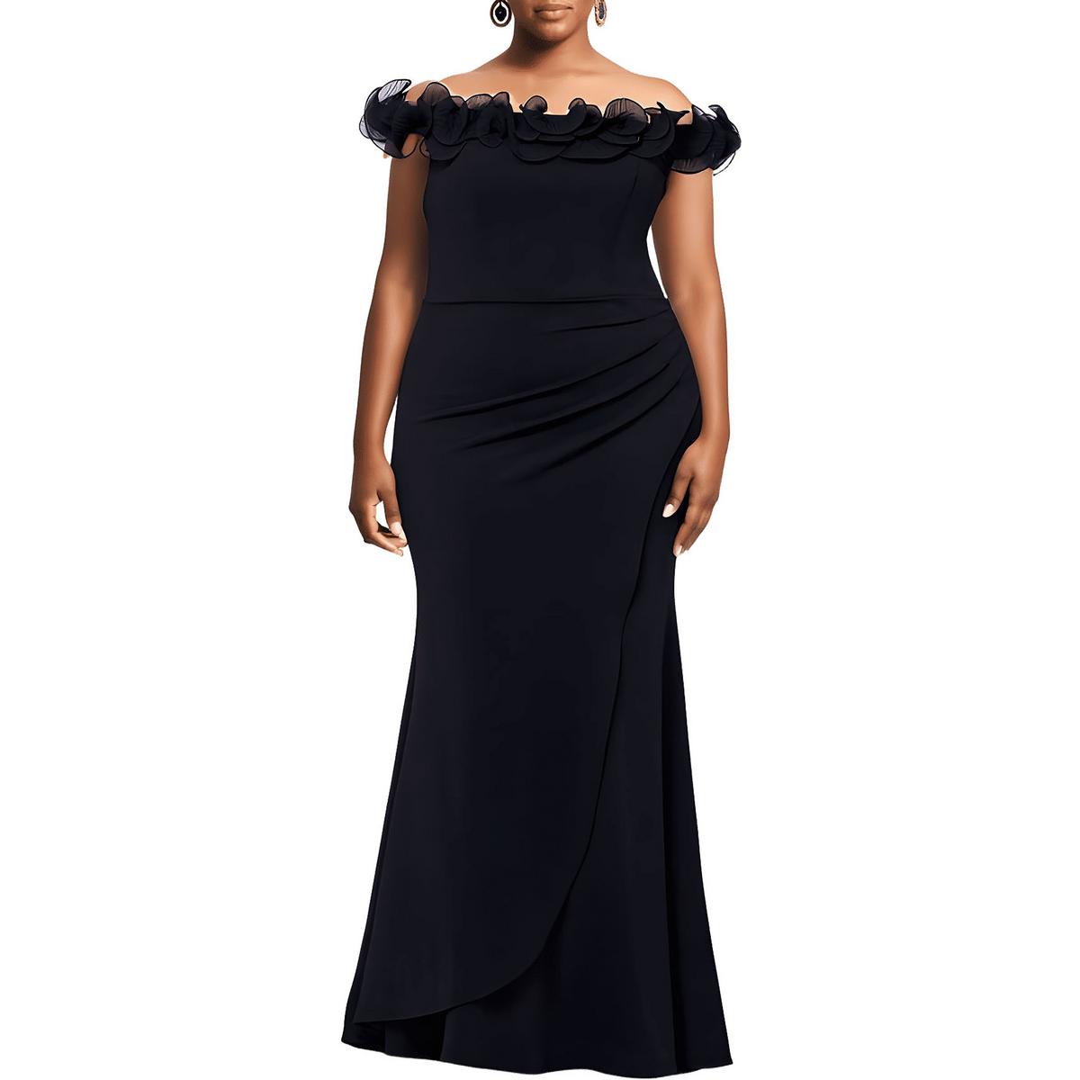 Plus Ruffled Evening Dress