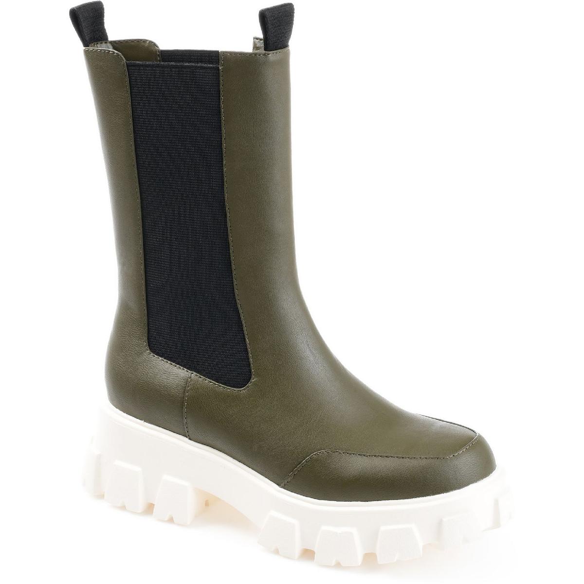 Vista Faux Leather Round Toe Chelsea Boots