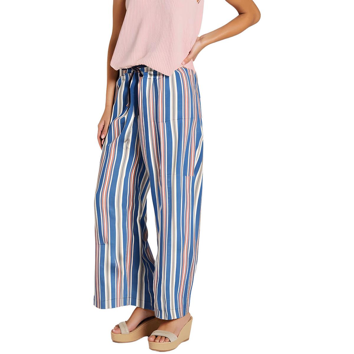 Striped Cotton Wide Leg Pants
