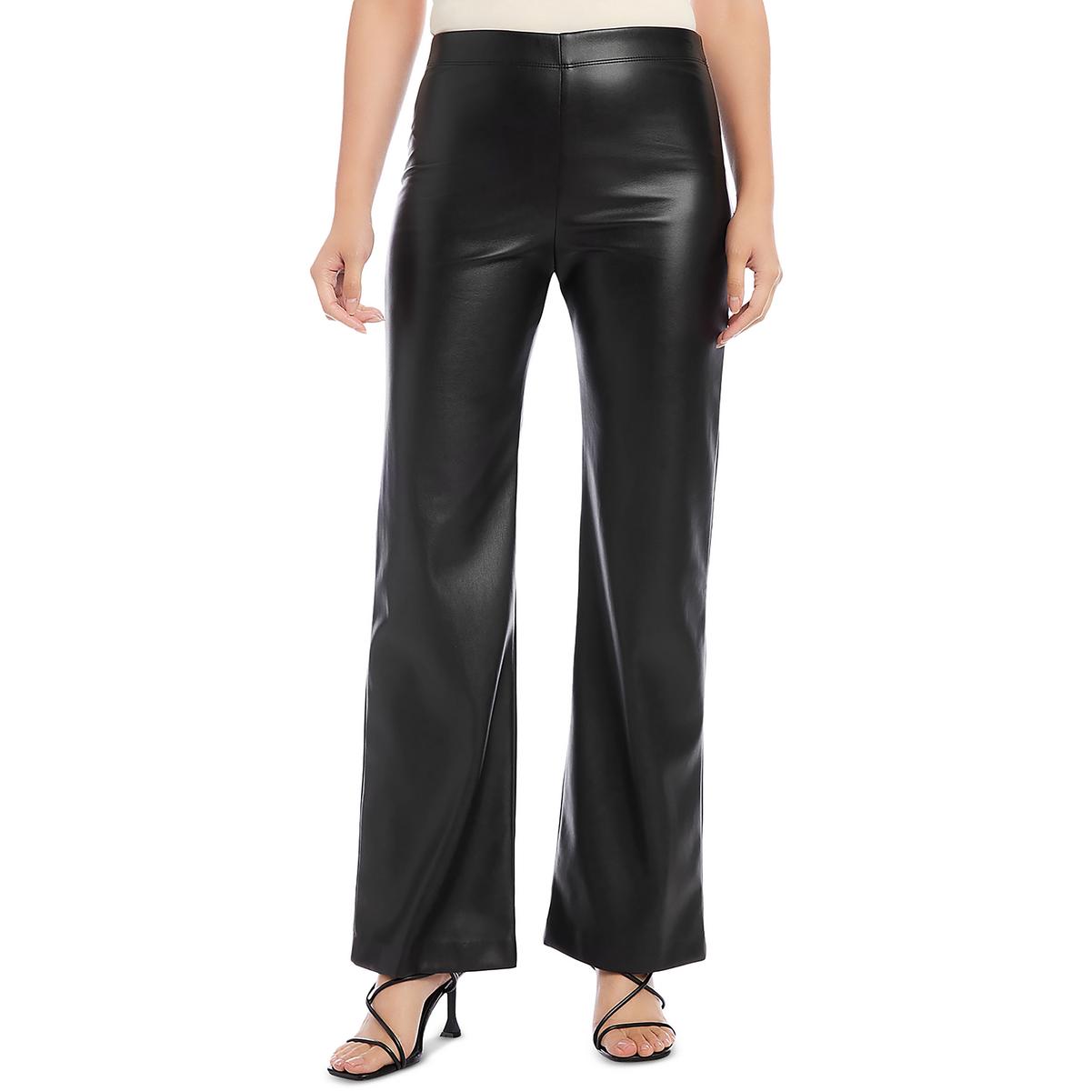 Faux Leather Pull On Wide Leg Pants