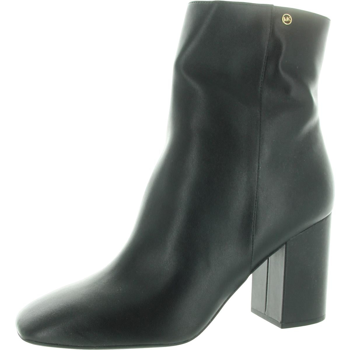 Block Heel Faux Leather Ankle Boots