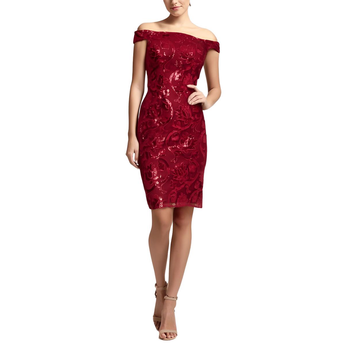 Off-The-Shoulders Sequin Sheath Dress