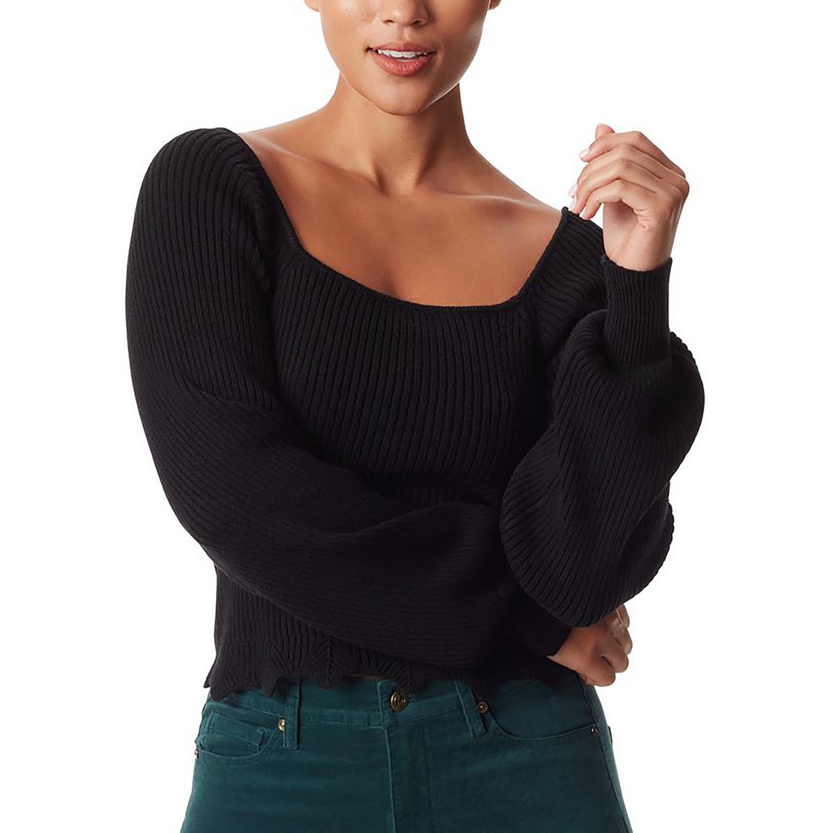 Alexi Ribbed Knit Square Neck Pullover Sweater