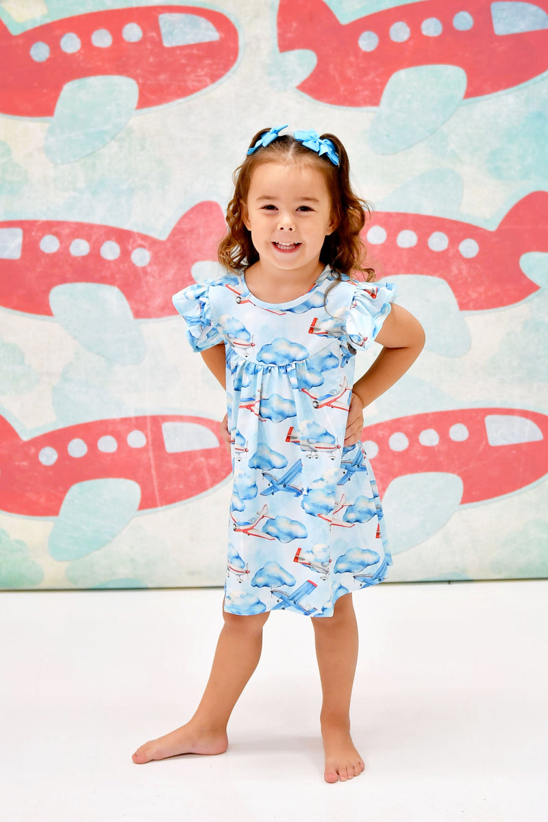 Airplane Milk Silk Flutter Dress