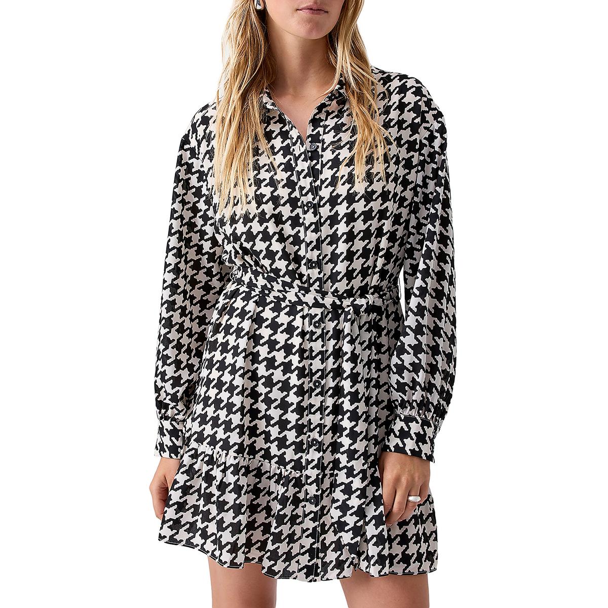 Houndstooth Mini Shirtdress