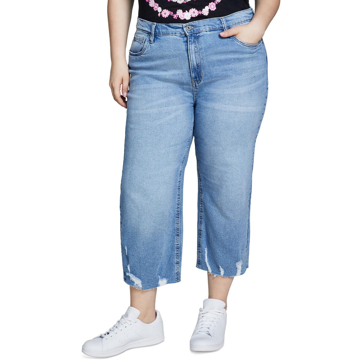 Plus The Darling Frayed Hem Denim Cropped Jeans