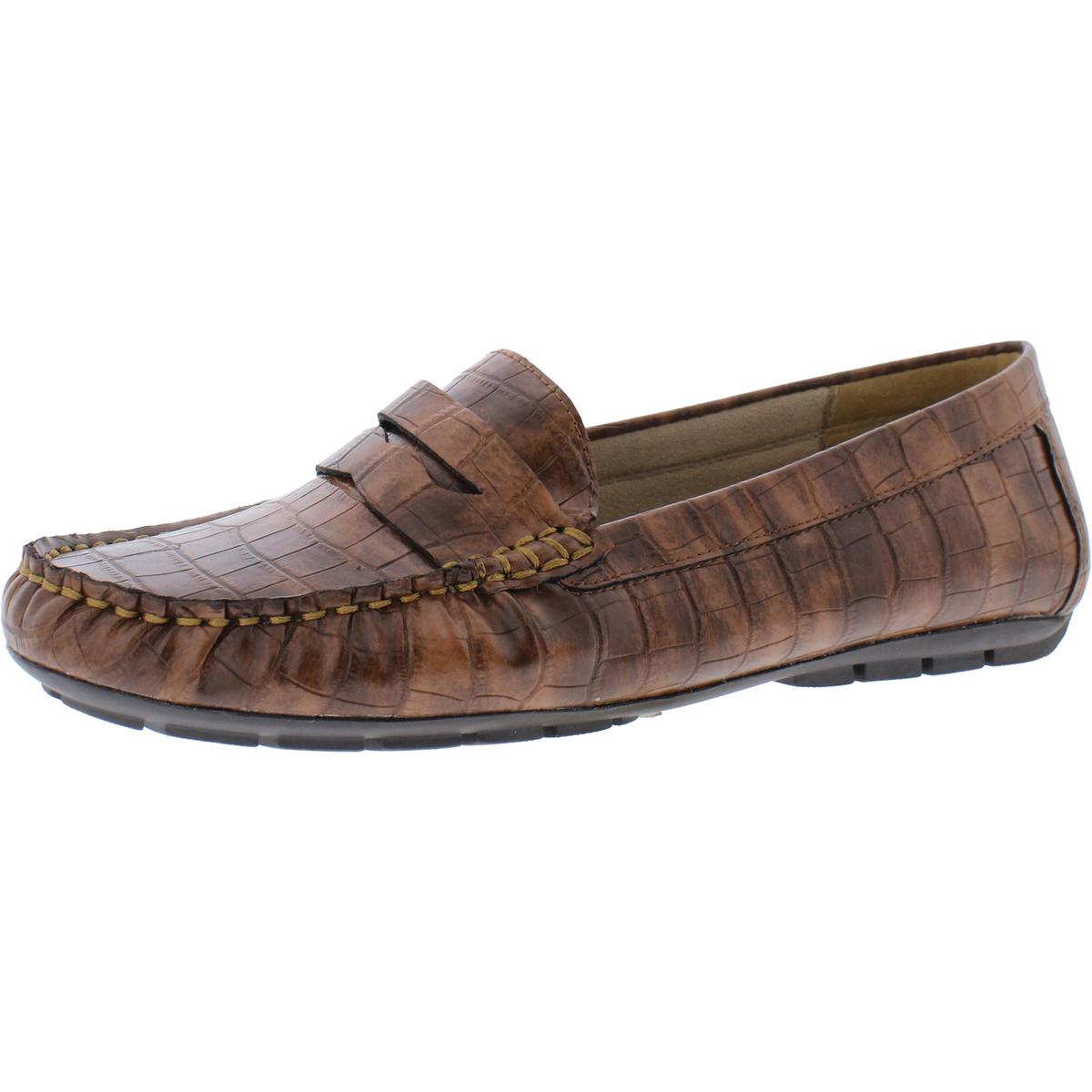 Alika Embossed Crocodile Print Loafers