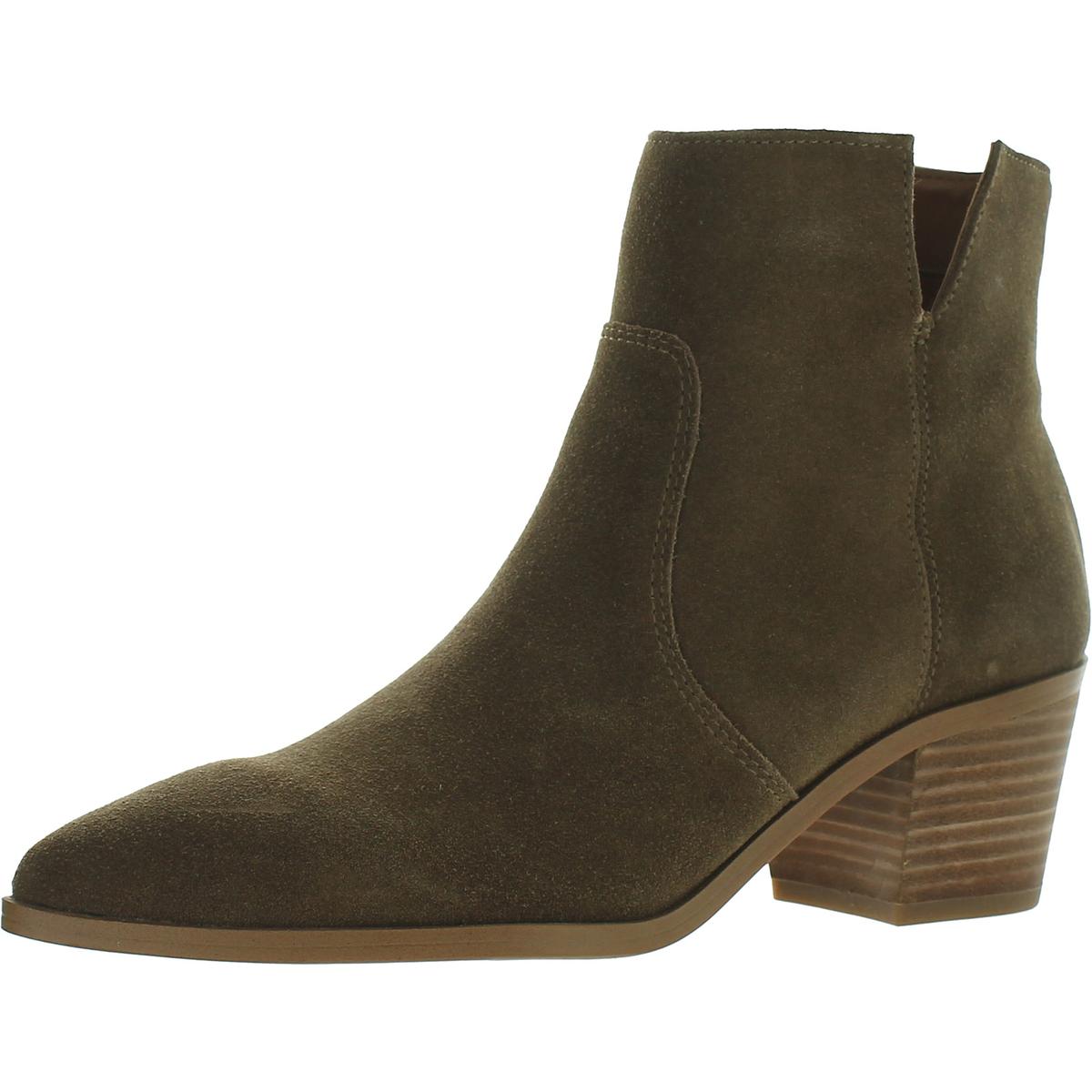 Shaina Suede Almond Toe Ankle Boots