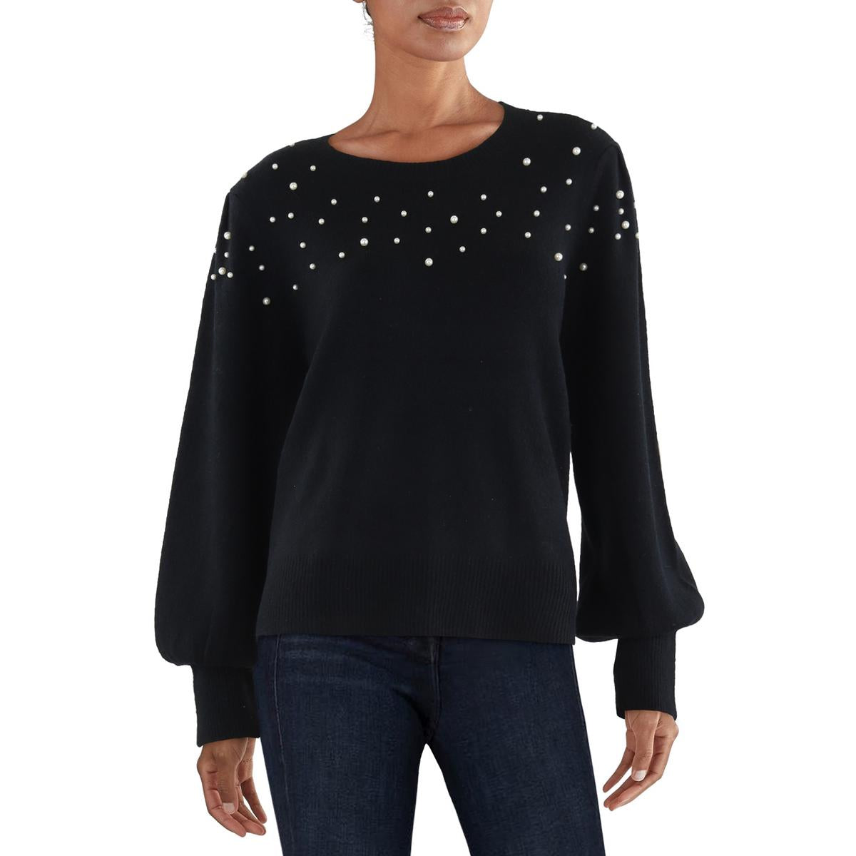 Embellished Knit Crewneck Sweater