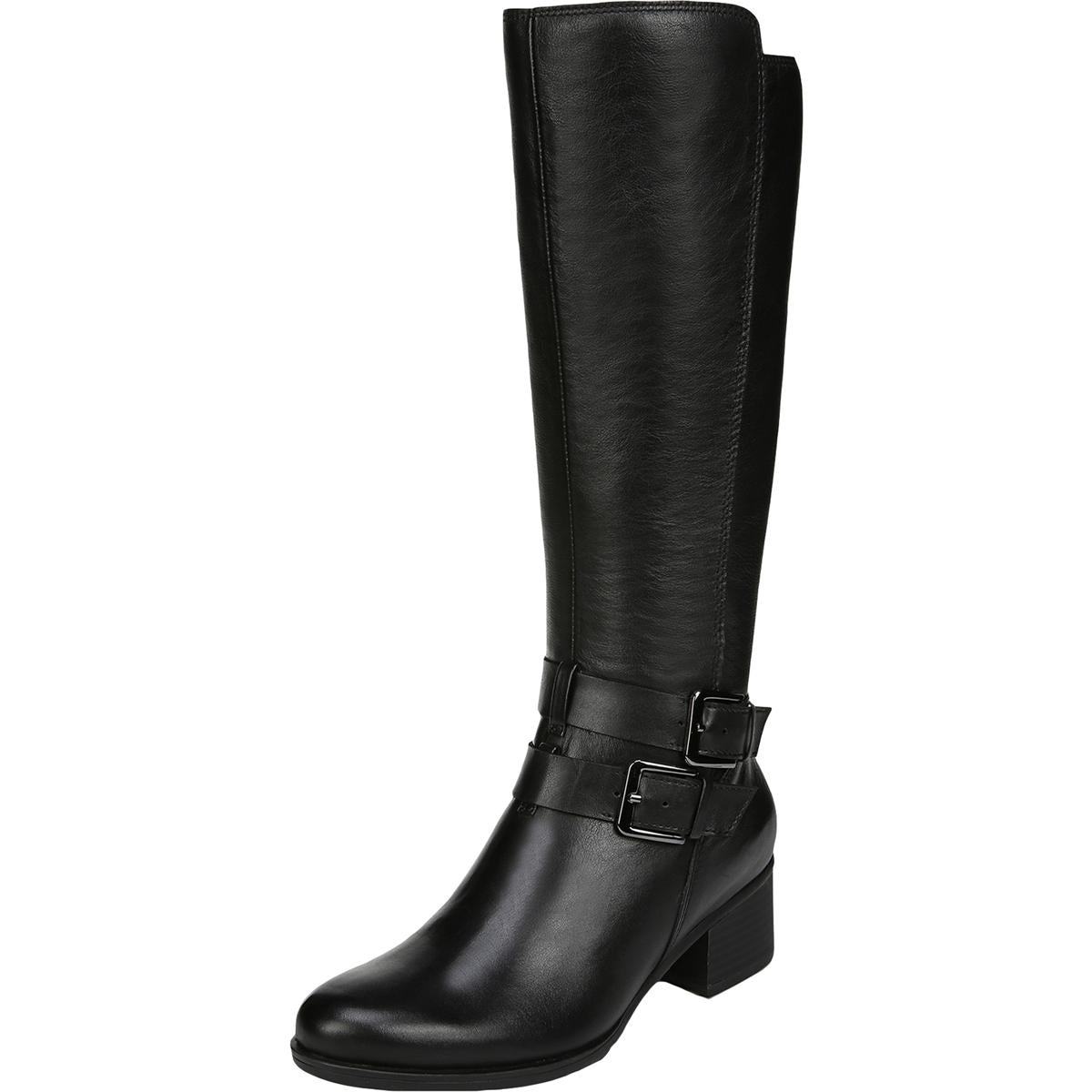 Dale Buckle Leather Mid-Calf Boots