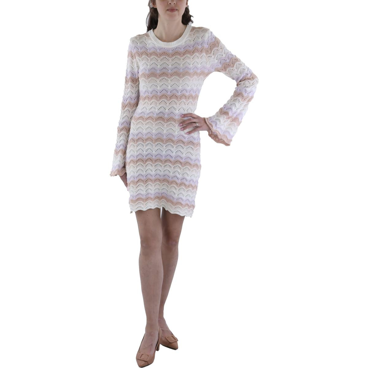 Scallop Hem Boat Neck Sweaterdress
