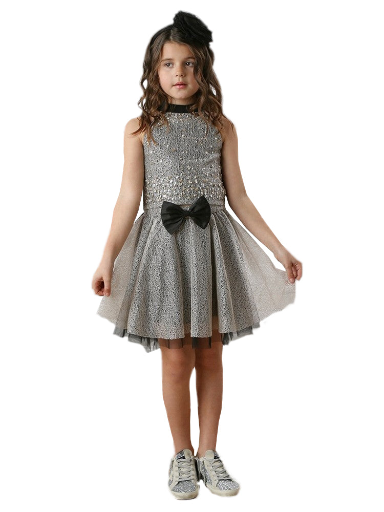 Girls Black Ivory Glitter 2 Pcs Kenna Skirt Set, 12M-14