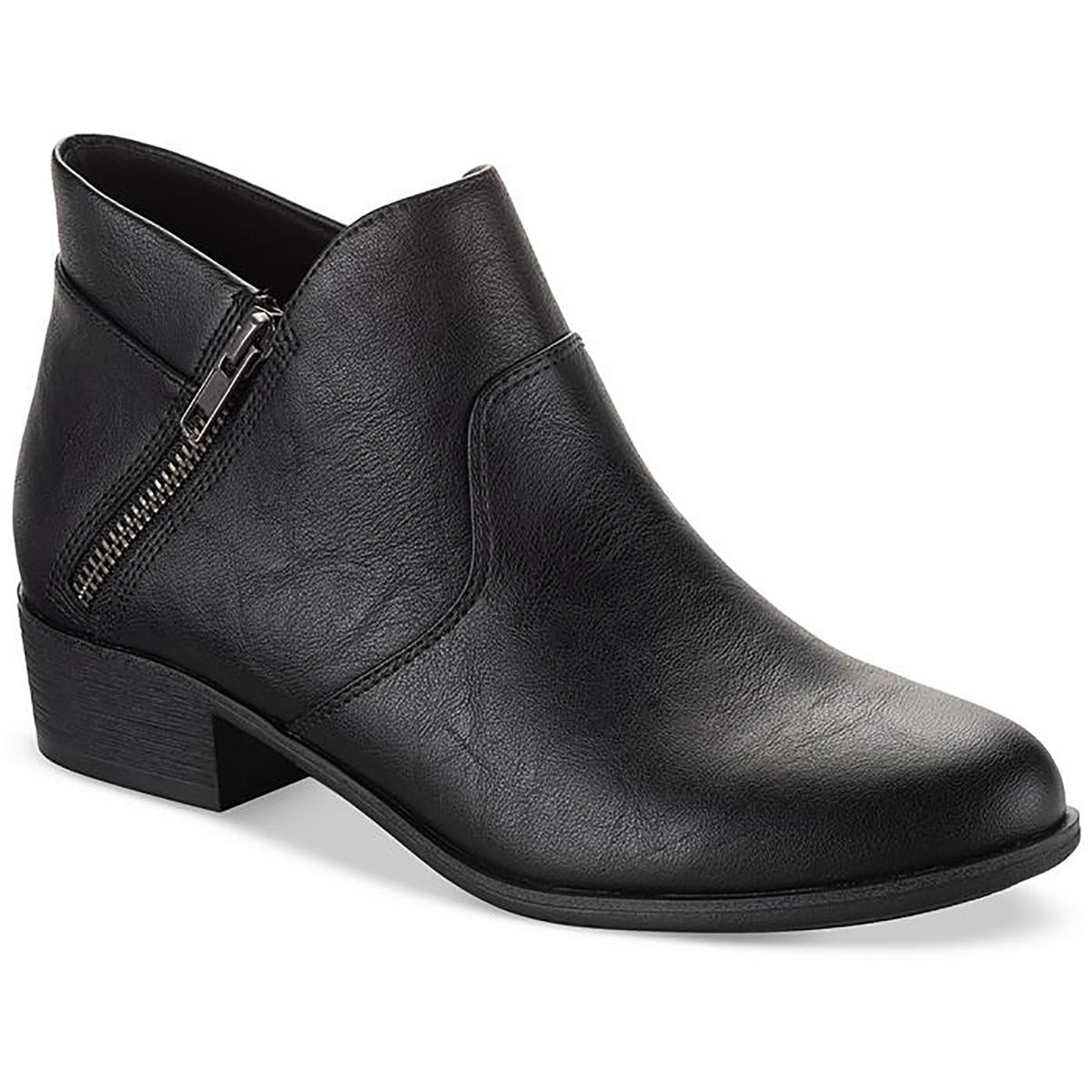Adelinee Faux Leather Block Heel Ankle Boots