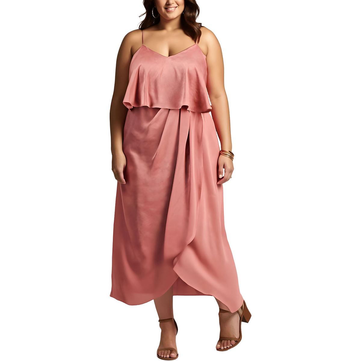 Plus Drapey Satin Midi Dress