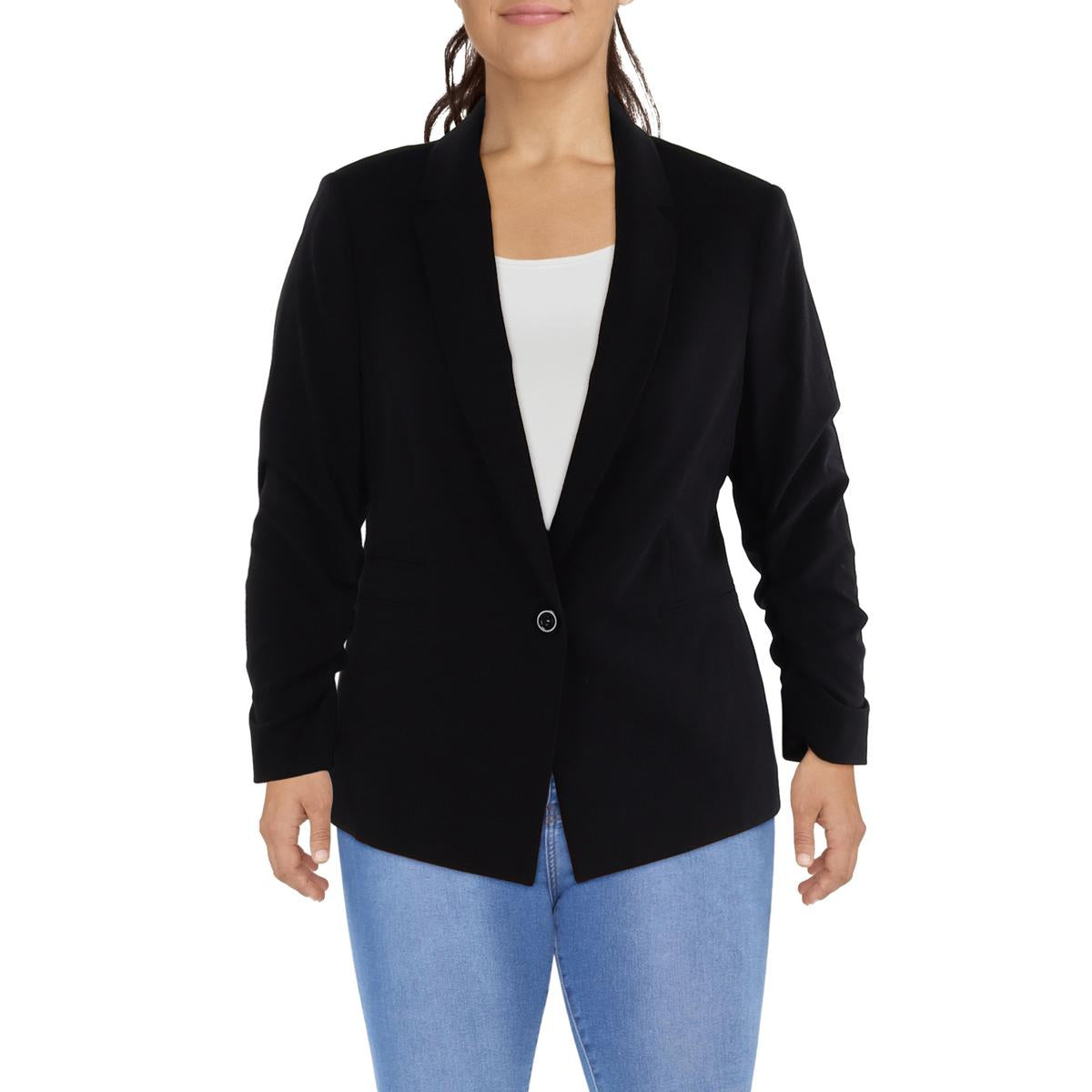 Knit Long Sleeves One-Button Blazer