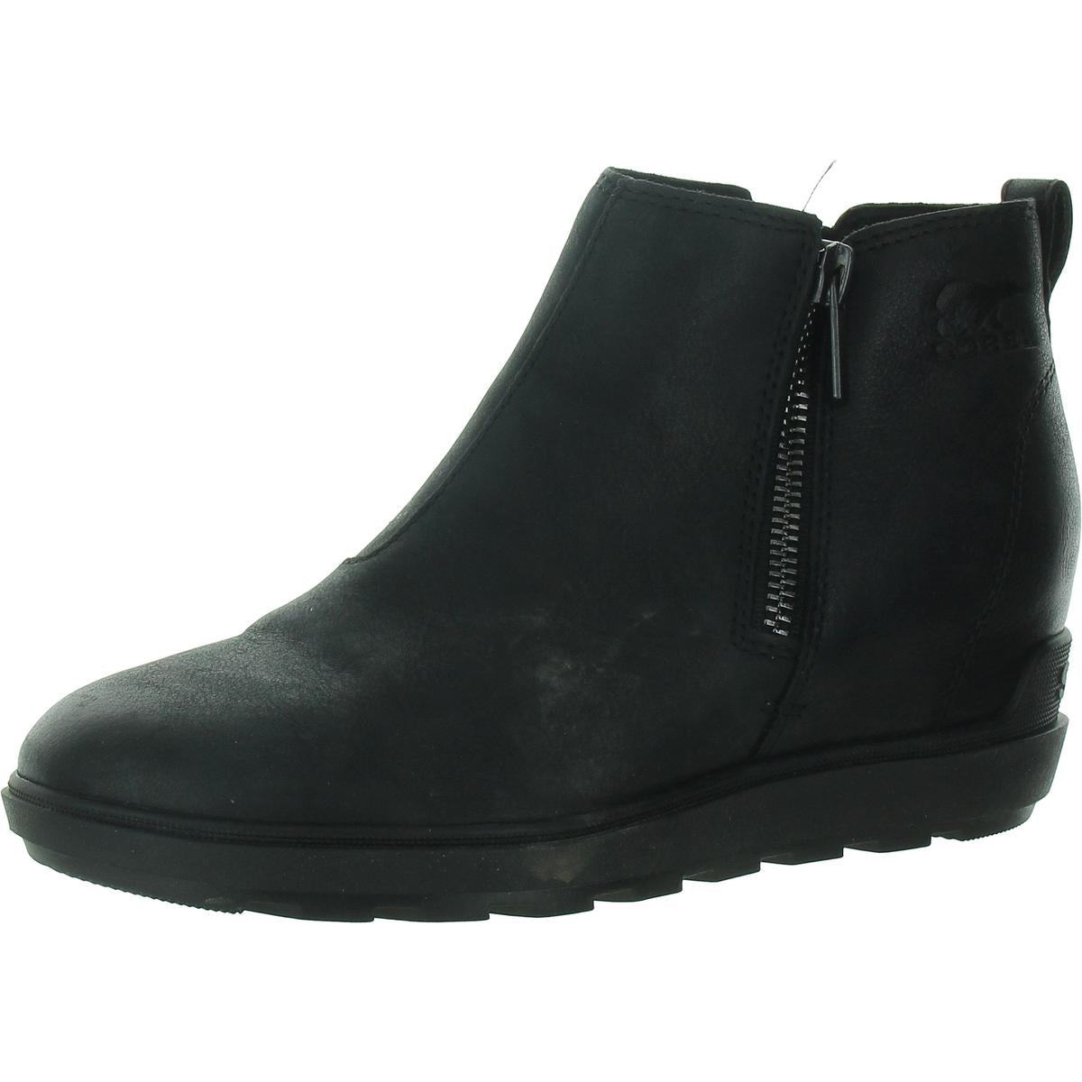 Evie ll Zip Leather Ankle Wedge Boots