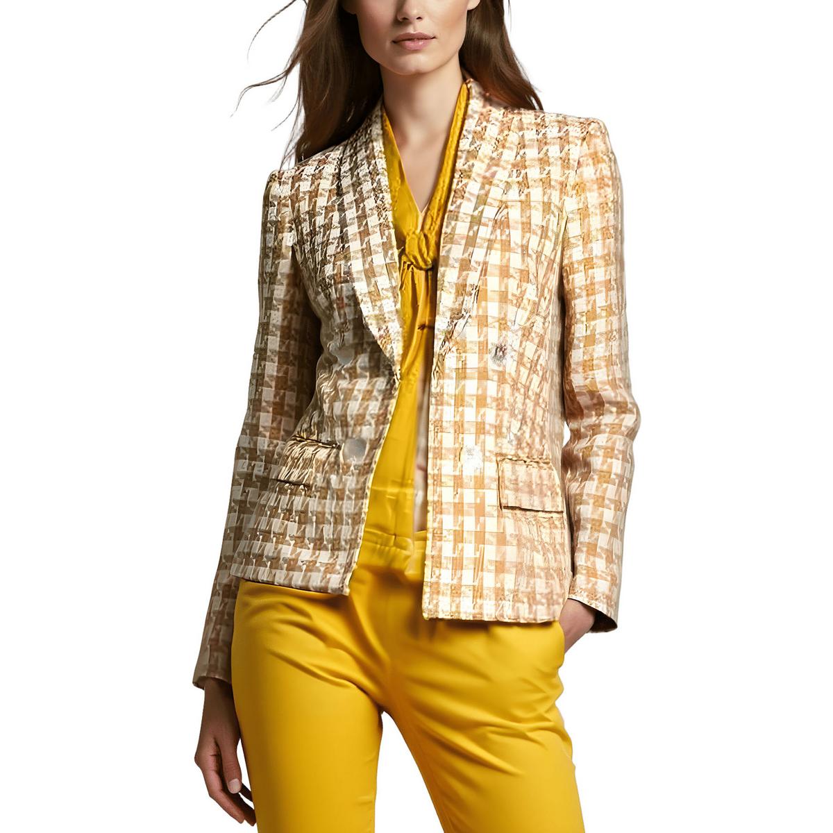 Houndstooth Double-Breasted Blazer