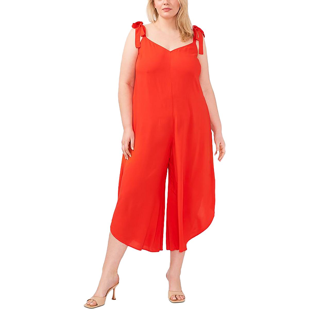 Plus Tie Shoulder Wide Leg Jumpsuit